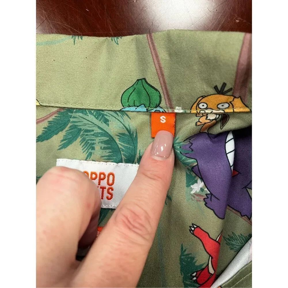 Boxlunch Opposuits Green Pokmon Short Sleeve Button Down Shirt Sz S Euc — image 6 of 7